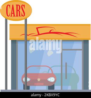 Isolated flat design car dealership building vector illustration Stock Vector