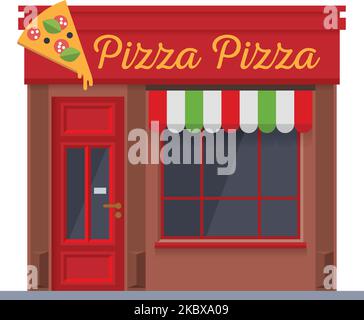 Isolated flat design Pizzeria restaurant building vector illustration Stock Vector