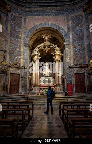 Baroque chapel of Sant Narcís, inside the basilica of Sant Feliu in Girona (Catalonia, Spain) ESP: Capilla barroca de Sant Narcís, en Gerona Stock Photo