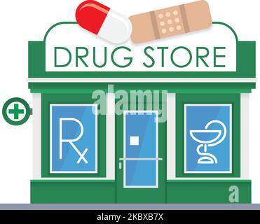 Isolated flat design drug store building vector illustration Stock Vector