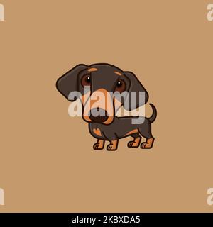 Cute Dachshund cartoon vector illustration for Bobblehead Day on JAnuary 7 Stock Vector