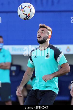 Matias Vargas during the friendy match between RCD Espanyol and SD Huesca, played at the Dani Jarque Sports City, on 22th August 2020, in Barcelona, Spain. (Photo by Joan Valls/Urbanandsport /NurPhoto) Stock Photo