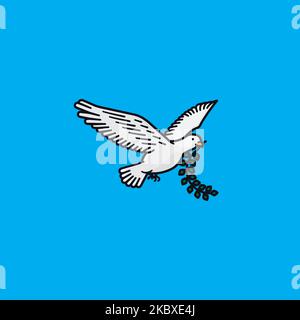 White dove carrying olive branch vector illustration for Bird Day on January 5 Stock Vector