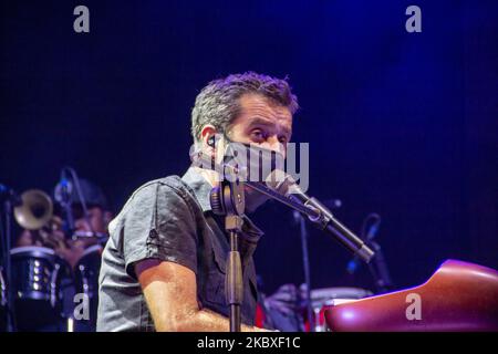 The Italian singer-songwriter Daniele Silvestri performed in Fasano(BR), Italy with his 'La cosa giusta tour 2020 ', during the WOW! Fasano. Saturday 22 August 2020(Photo by Mimmo Lamacchia/NurPhoto) Stock Photo