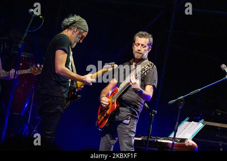 The Italian singer-songwriter Daniele Silvestri performed in Fasano(BR), Italy with his 'La cosa giusta tour 2020 ', during the WOW! Fasano. Saturday 22 August 2020(Photo by Mimmo Lamacchia/NurPhoto) Stock Photo