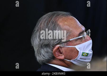 Paulo Guedes, Brazil's Economy minister attends the celebration ceremony of National Volunteer Day amid the coronavirus (COVID-19) pandemic at Planalto Palace in Brasilia, Brazil, on Aug. 28, 2020. (Photo by Andre Borges/NurPhoto) Stock Photo