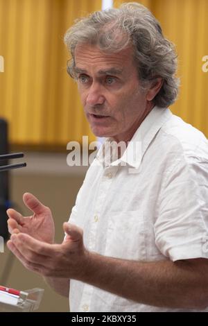 The director of the Coordination Center for Health Alerts and Emergencies Fernando Simon speaks during a press conference on the evolution of the COVID-19 convened at the Ministry of Health, on August 31, 2020 in Madrid, Spain. (Photo by Oscar Gonzalez/NurPhoto) Stock Photo