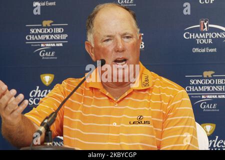 Mark O'mera attend press conference during the PGA Tour Songdo IBD Championship in Incheon, west of Seoul, on Sep 5, 2011, South Korea. The Songdo IBD Championship is a golf tournament on the Champions Tour. It was played for the first time as the Posco E&C Songdo Championship in September 2010 at the Jack Nicklaus Golf Club Korea in Songdo, South Korea. It was the Champions Tour's first tournament in Asia. The purse in 2010 was US$3,000,000, with $450,000 going to the winner. This was the largest purse ever for a Champions Tour event. (Photo by Seung-il Ryu/NurPhoto) Stock Photo