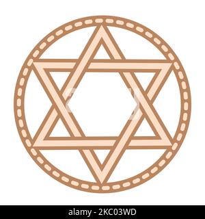 Star of David, an ancient symbol decorated with Scandinavian patterns. Beige fashion design. Stock Vector