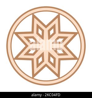 Alatyr, an ancient Slavic symbol, decorated with Scandinavian patterns. Beige fashion design. Stock Vector