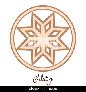 Alatyr, an ancient Slavic symbol, decorated with Scandinavian patterns. Beige fashion design. Stock Vector