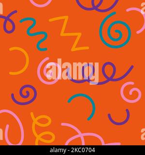 bright chaotic lines on an orange background Stock Vector