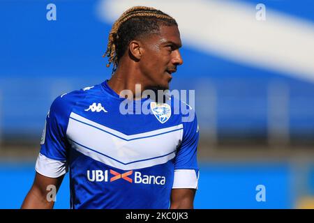 Florian Aye during the Serie BKT match between Brescia and Ascoli at Stadio Mario Rigamonti on September 26, 2020 in Brescia, Italy. (Photo by Emmanuele Ciancaglini/NurPhoto) Stock Photo