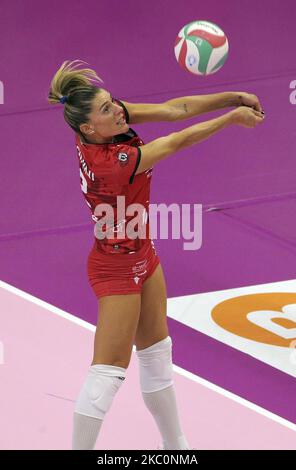 Francesca Piccinini of Busto Arsizio Volley in action during the Volleyball Women Serie A match between Busto Arsizio Volley and Imoco Volley Conegliano at E-Work Arena on September 27, 2020 in Busto Arsizio, Italy. (Photo by Giuseppe Cottini/NurPhoto) Stock Photo