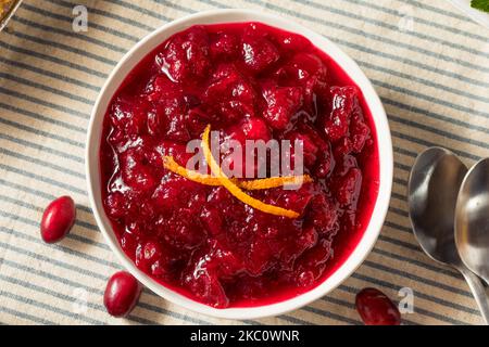 Homemade Thanksgiving Cranberry Sauce in a Bowl Stock Photo