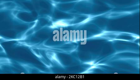 Shiny rays reflections in the water. water caustics on black background - blue Stock Photo
