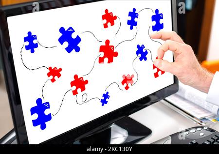 Teamwork concept shown on a computer screen Stock Photo