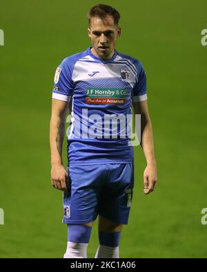 Josh Kay of Barrow during the EFL Trophy match between Barrow and Leeds United at the Holker Street, Barrow-in-Furness on 5th October 2020. (Photo by Mark Fletcher/MI News/NurPhoto) Stock Photo