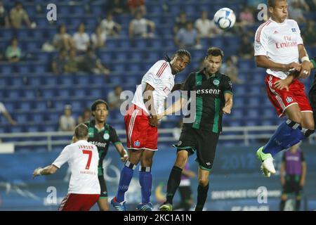 Hamburger SV of Germany and FC Groningen of Netherland players compete ball during the Peace Cup Suwon qualifying round on July 20, 2012 in Suwon, South Korea. Hamburger SV won the match 2-1. (Photo by Seung-il Ryu/NurPhoto) Stock Photo