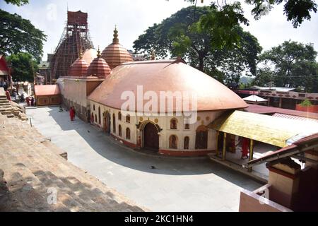 A view of Kamakhya temple after re-opens for public after a gap of nearly six months due to coronavirus lockdown with certain restrictions, in Guwahati, India on October 11, 2020. (Photo by Anuwar Hazarika/NurPhoto) Stock Photo