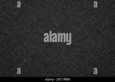 black texture fabric, linen burlap as background Stock Photo