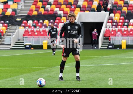 Mads Bech Sorensen during the Sky Bet Championship match between Brentford and Coventry City at Brentford Community Stadium on October 17, 2020 in Brentford, England. (Photo by MI News/NurPhoto) Stock Photo