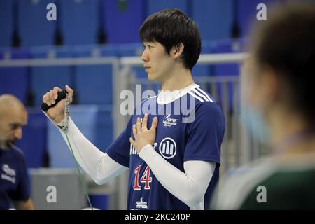 Yuki Ishikawa of Allianz Powervolley Milano before the Volley Superlega match between Allianz Powervolley Milano and NBV Verona at Allianz Cloud on October 18, 2020 in Milan, Italy. (Photo by Giuseppe Cottini/NurPhoto) Stock Photo