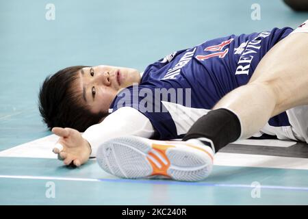 Yuki Ishikawa of Allianz Powervolley Milano before the Volley Superlega match between Allianz Powervolley Milano and NBV Verona at Allianz Cloud on October 18, 2020 in Milan, Italy. (Photo by Giuseppe Cottini/NurPhoto) Stock Photo