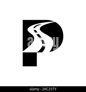 Initial Letter P Road Logo For Travel And Transportation Sign Vector Template Stock Vector