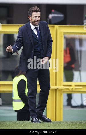 Cagliari coach Eusebio Di Francesco gestures during the Serie A football match n.4 TORINO - CAGLIARI on October 18, 2020 at the Stadio Olimpico Grande Torino in Turin, Piedmont, Italy. Final result: Torino-Cagliari 2-3. (Photo by Matteo Bottanelli/NurPhoto) Stock Photo