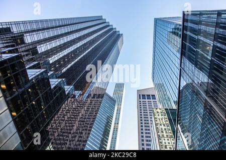 Trump Tower in New York city in the USA. The 58-floor skyscraper at Fifth Avenue in Midtown Manhattan hosts the headquarters for Trump Organization and houses the penthouse condominium residence of US President Donald Trump, who is also a businessman and real estate developer. The building was designed by Der Scutt in modernism architecture with glass and stepped facade at the building, construction began in 1979 in NYC. New York, USA on February 2020 (Photo by Nicolas Economou/NurPhoto) Stock Photo