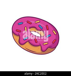 Glazed donut. Vector illustration in flat cartoon style. Stock Vector