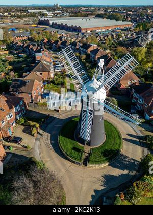 Holgate Windmill in the city of York in the United Kingdom. Built in 1770. Following restoration, the mill is now in full working order. York Minster Stock Photo