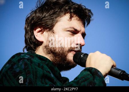 Argentina social leader Juan Grabois speaks during a campaign rally to support the Social and Rural agroecological project (Artigas Project) in Buenos Aires, Argentina, on October 27, 2020. (Photo by Federico Rotter/NurPhoto) Stock Photo