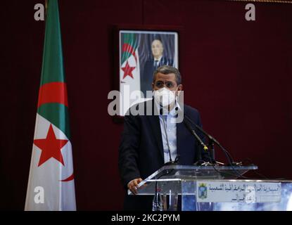 Prime Minister Abdelaziz Djerad meets with civil society on the constitutional amendment project in Algiers, Algeria, October 27, 2020 (Photo by Billal Bensalem/NurPhoto) Stock Photo