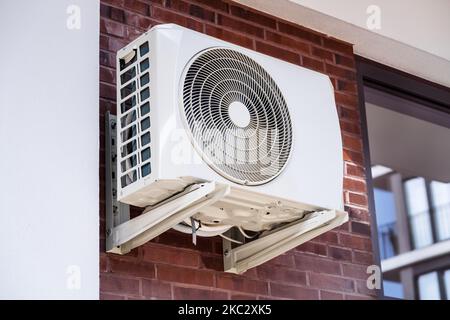Air Conditioner And Heat Pump. Split HVAC System Unit Stock Photo