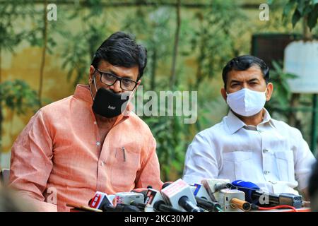 BJP Senior Leader Rajendra Rathore addressing the press conference ahead the Rajasthan Assembly session in connection with farm bills at party office in Jaipur, Rajasthan, India, on October 30, 2020. (Photo by Vishal Bhatnagar/NurPhoto) Stock Photo