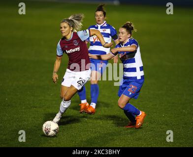 : L-R Rachel Daly of West Ham United WFC under pressure from Rachel Rowe of Reading FC Women during Continental League Cup Group D match between West Ham United Women and Reading Women at The Chigwell Construction Stadium on November 04 , 2020 in Dagenham, England (Photo by Action Foto Sport/NurPhoto) Stock Photo