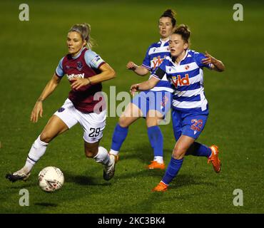 : L-R Rachel Daly of West Ham United WFC under pressure from Rachel Rowe of Reading FC Women during Continental League Cup Group D match between West Ham United Women and Reading Women at The Chigwell Construction Stadium on November 04 , 2020 in Dagenham, England (Photo by Action Foto Sport/NurPhoto) Stock Photo