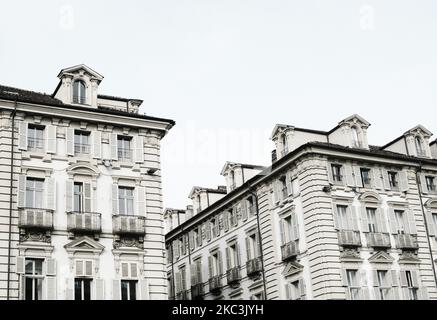 Turin, Italy. January 29, 2013. Architectural foreshortening in the city center of Turin Stock Photo