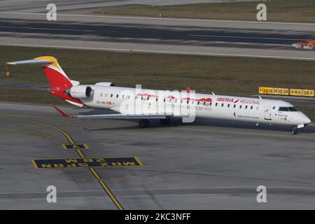 An Iberia Regional Mitsubishi CRJ-1000 at Zurich Kloten Airport, Switzerland on 23 January 2019. (Photo by Robert Smith/MI News/NurPhoto) Stock Photo