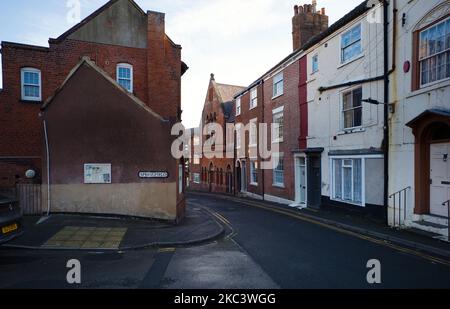 A terraced row of three grade II listed Georgian houses built in 1818 on St Sepulchre Street, Scarborough. With number 31 furthest away and 27 nearest Stock Photo