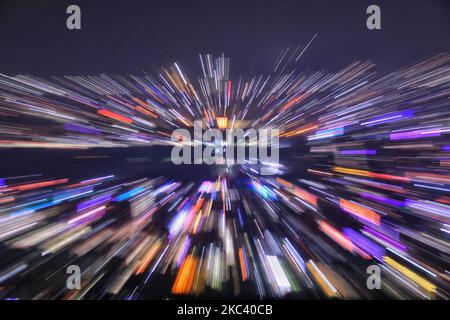 Jaipur : A aerial view of the city of Jaipur illuminated on the eve of the Diwali Festival, Friday, Rajasthan,India,Nov 13, 2020.(Photo by Vishal Bhatnagar/NurPhoto) Stock Photo