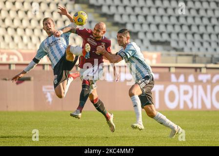 Simone Zaza of Torino FC during the Coppa Italia football match between Torino FC and Virtus Entella at Stadio Olimpico Grande Torino on November 26, 2020 in Turin, Italy. (Photo by Alberto Gandolfo/NurPhoto) Stock Photo