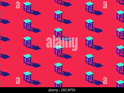 Seamless pattern of stools, punchy forms and colors that demand attention, seamless vector Stock Vector
