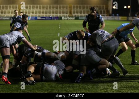 Sean Robinson (Newcastle Falcons) scores their first try during the Newcastle Falcons and Sale Sharks at Kingston Park, Newcastle on Friday 27th November 2020. (Photo by Mark Fletcher/MI News/NurPhoto) Stock Photo