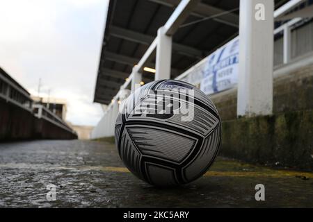 A general view of a New Balance national League match ball during the Vanarama National League match between Hartlepool United and Boreham Wood at Victoria Park, Hartlepool on Saturday 5th December 2020. (Photo by Mark Fletcher/MI News/NurPhoto) Stock Photo