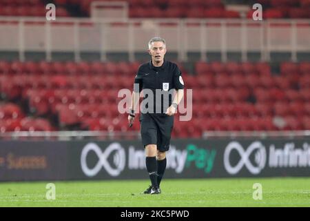 Referee Darren Bond during the Sky Bet Championship match between Middlesbrough and Millwall at the Riverside Stadium, Middlesbrough on Saturday 12th December 2020. (Photo by Mark Fletcher/MI News/NurPhoto) Stock Photo