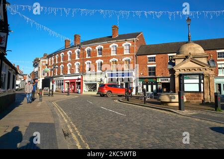 Quiet high street in Uttoxeter, Staffordshire, UK Stock Photo