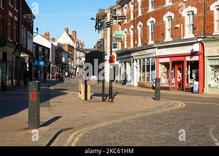 Quiet high street in Uttoxeter, Staffordshire, UK Stock Photo